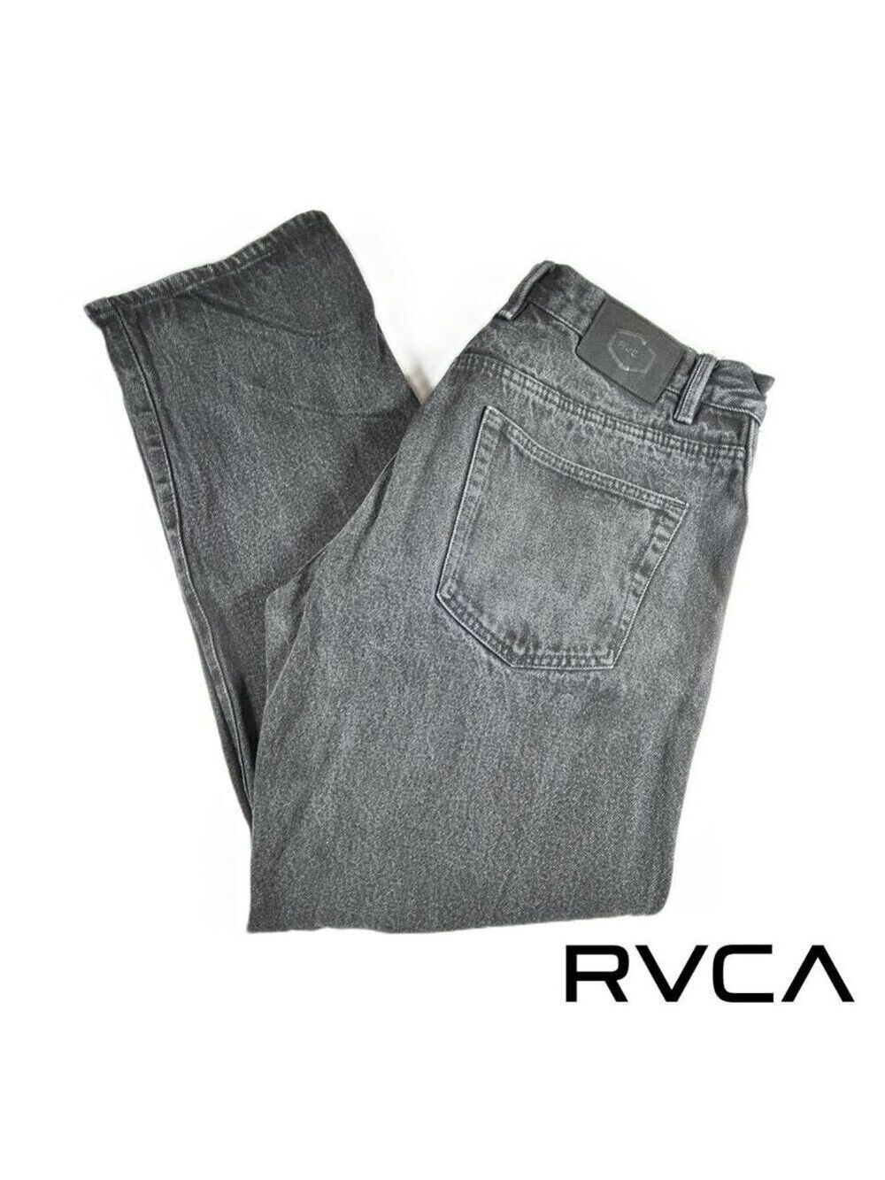 RVCA Men's Americana Relaxed Fit Button Fly Denim Jeans, Black 30Wx30L
